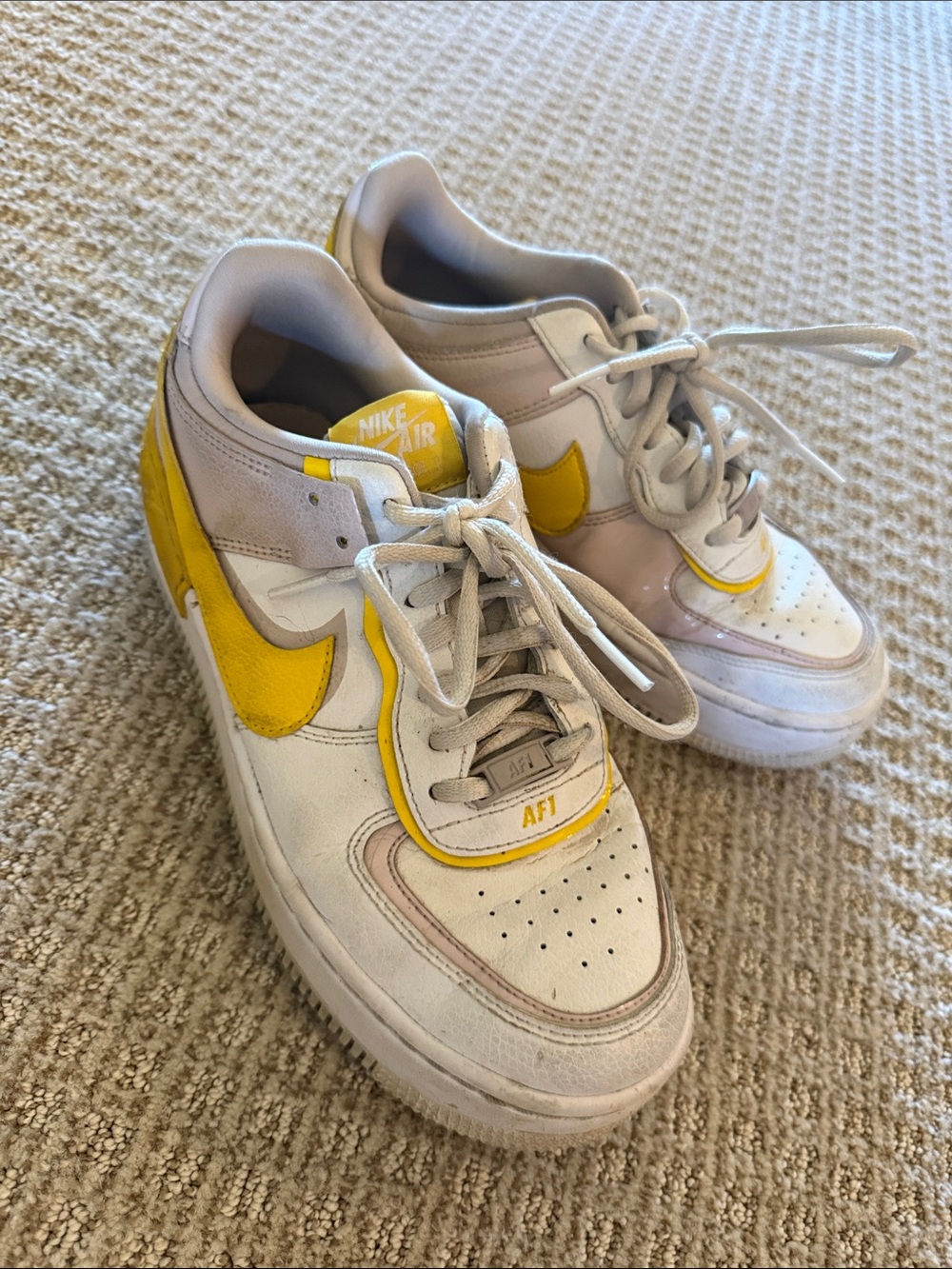 Women’s Nike Air Force 1 Shadow sunshine sneakers shoes sz 8 yellow pink white
